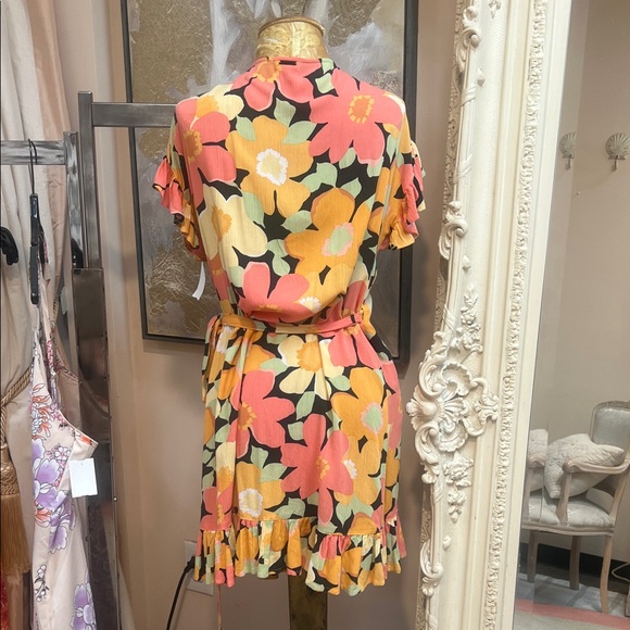 Billabong Floral Midi Dress - Coral, Yellow, Black - Picture 1 of 5